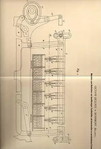 Original Patentschrift - O. Lecloux in Hodimont , 1900 , Textil - Druckmaschine , Verviers !!!