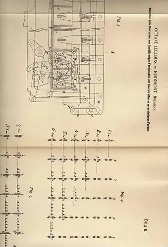 Original Patentschrift - O. Lecloux in Hodimont , 1900 , Textil - Druckmaschine , Verviers !!!