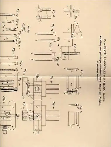 Original Patentschrift - Fa. F. Bannwart in Pinerolo , Italia , 1896 , Ferro di cavallo, fabbro, chiodo, cavallo !!!