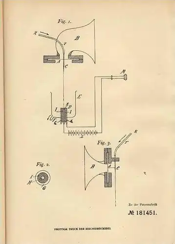 Original Patentschrift - Q. Majorana in Rom , 1905 , Mikrophon , Mikrofon !!!
