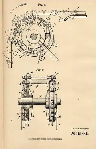 Original Patentschrift - Fa. A. Stotz in Kornwestheim , 1906 , Förderapparat , G. von Hanffstengel in Stuttgart !!!
