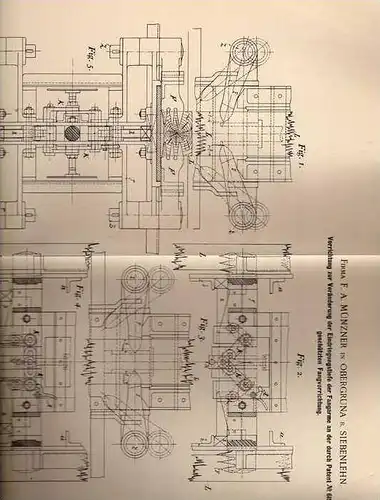 Original Patentschrift - Fa. Münzer in Obergruna b. Siebenlehn , 1897 , Fänger für Fahrstuhl bei Seilabriss , Aufzug !!!