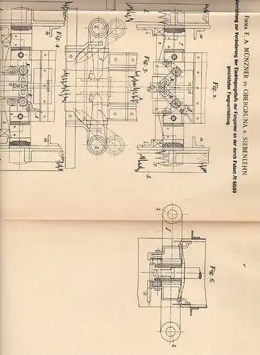 Original Patentschrift - Fa. Münzer in Obergruna b. Siebenlehn , 1897 , Fänger für Fahrstuhl bei Seilabriss , Aufzug !!!