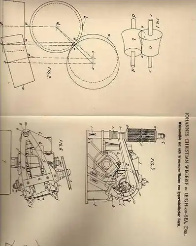 Original Patentschrift - J. Wegerif in Leigh on Sea , 1900 , Walzenmühle , Mühle , Windmühle !!!