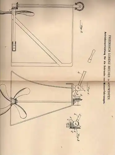 Original Patentschrift - F. Meurer in Antwerpen , 1901 , Schiffsschraube , Propeller , Antrieb für Schiffe !!!