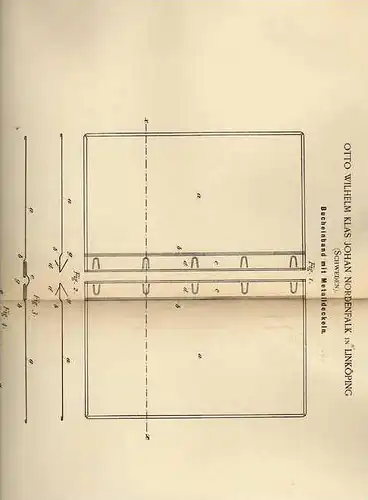 Original Patentschrift - W. Nordenfalk in Linköping , 1887 , Metall - Bucheinband , Buchbinderei !!!