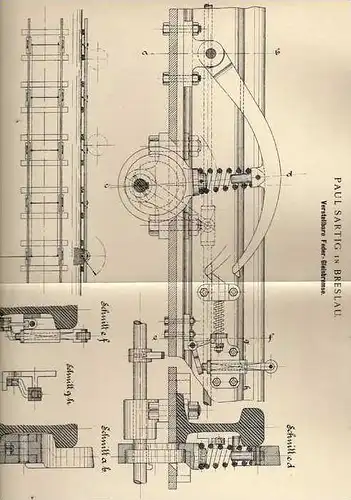 Original Patentschrift - P. Sartig in Breslau , 1897, Gleisbremse , Eisenbahn , Schiene !!!