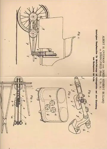 Original Patentschrift -  J. Bullard in Springfield , USA , 1899 , Steam engine for motor vehicles , Dampfmaschine !!!