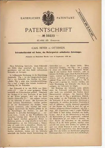 Original Patentschrift - C. Heyer in Ottensen , 1886 , Fahrstuhl , Lift , Aufzug , Hamburg !!!