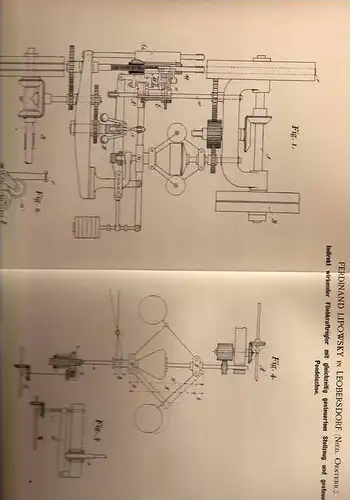 Original Patentschrift - Fliehkraftregler , Technik , 1899 ,F. Lipowsky in Leobersdorf , Österreich  !!!