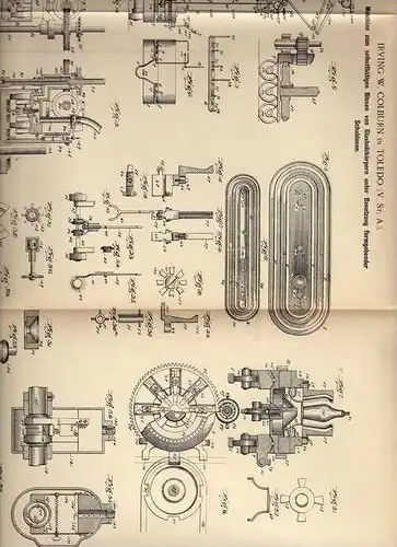 Original Patentschrift - I. Colburn in Toledo , USA , Glasbläserei , Glasblasemaschine , 1899  !!!