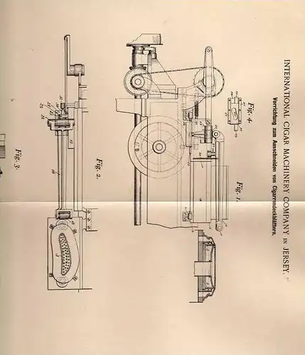 Original Patentschrift - Int. Cigar Machinery Comp. in Jersey , 1900 , Zigarren Maschine , Zigarette , Cigaretten !!!