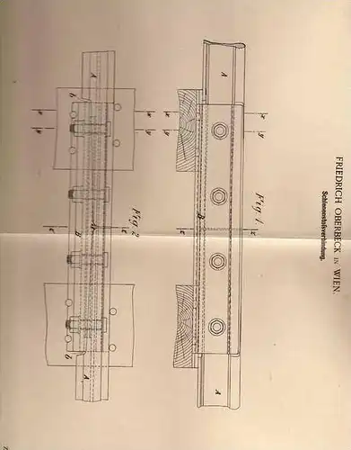 Original Patentschrift -  F. Oberbeck in Wien , 1900, Schienenverbindung , Eisenbahn !!!