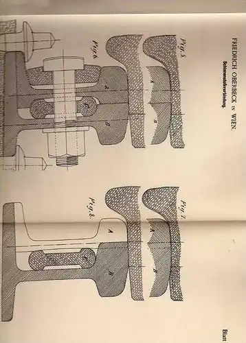 Original Patentschrift -  F. Oberbeck in Wien , 1900, Schienenverbindung , Eisenbahn !!!