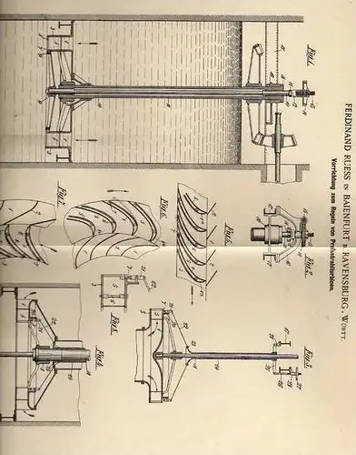 Original Patentschrift - F. Ruess in Baienfurt b. Ravensburg , 1899 , Preßstrahlturbine , Turbine !!!