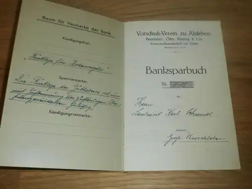 altes Sparbuch Großwirschleben / Plötzkau , 1941 - 1945 , Karl Schmidt , Landwirt , Alsleben , Sparkasse , Bank !!!