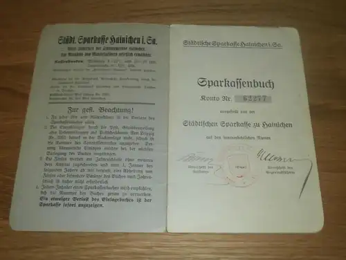 altes Sparbuch Hainichen , 1932 - 1946 , Hildegard Wienke , Sparkasse , Bank !!!