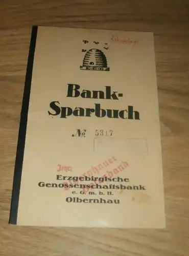 altes Sparbuch Olbenhau , 1936 - 1944 , Albin Lichtenheld , Kaufmann , Sparkasse , Bank !!!