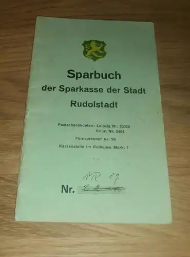 altes Sparbuch Rudolstadt , 1929 - 1946 , Hermann Schöpfel ,  Sparkasse , Bank !!!
