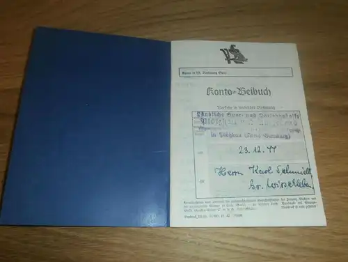 altes Sparbuch Plötzkau / Bernburg , 1944 - 1945 , Karl Schmidt , Wirschleben , Sparkasse , Bank !!!
