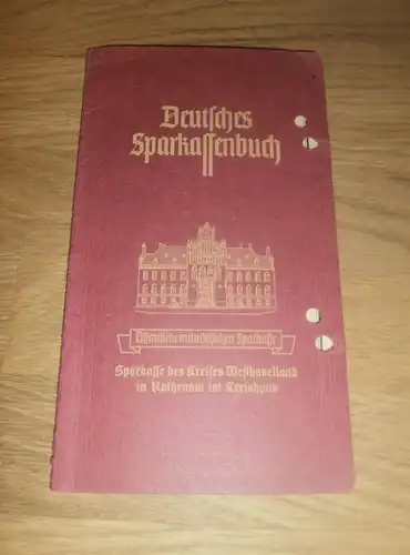 altes Sparbuch Rathenow, 1944-1945 , Fritz Schröder , Sparkasse , Bank !!!