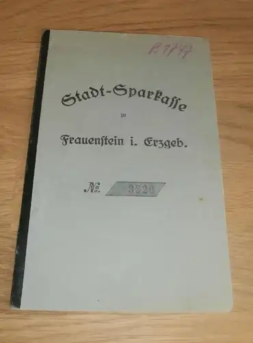 altes Sparbuch Frauenstein i. Erzgeb., 1933 - 1943 , Elfriede Schlegel , Ammelsdorf , Dippoldiswalde Sparkasse , Bank !!