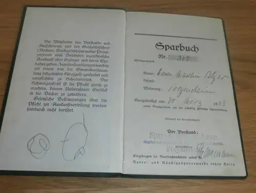 altes Sparbuch Freyenstein , 1933 - 1948  , Martin Pelzer , Sparkasse , Bank !!!