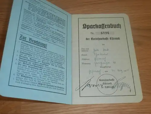 altes Sparbuch Eisenach , 1940 - 1944 , G. Lenik , Sparkasse , Bank !!!
