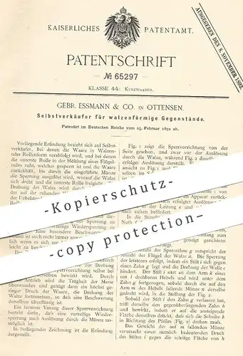 original Patent - Gebr. Essmann & Co. , Hamburg / Ottensen , 1892 , Selbstverkäufer | Automat , Warenverkauf , Kasse !!