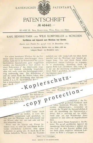 original Patent - Karl Bernreuther , Wilh. Kumpfmiller , München 1888 , Apparat zum Weichen von Gerste | Bier , Brauerei