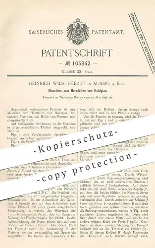 original Patent - Heinrich Wilh. Heerdt , Aussig / Elbe , 1898 , Herstellen v. Hohlglas | Glas , Glasbläser , Glasmacher