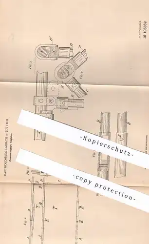 original Patent - Bartholomäus Laibach , Lüttich , 1898 , Zusammenlegbare Tragbahre | Bahre , Krankenbett , Trage , Arzt