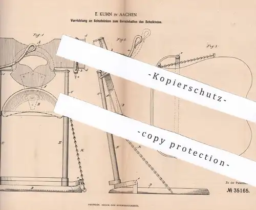 original Patent - E. Kuhn , Aachen , 1885 , Schulbank | Bank für Kinder | Schule , Bänke , Stuhl , Möbel !!!