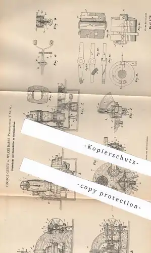 original Patent - George Guntz , Wilkes Barre , Pennsylvania , USA , 1887 , Drehscheibe u. Sandschütter an Formmaschine