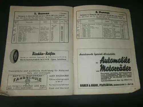 Rennprogramm Bahnrennen in Baden 1951 ,mit Autogrammen , Speedway , Motorradrennen ,  Wien , Programm , Programmheft !!!