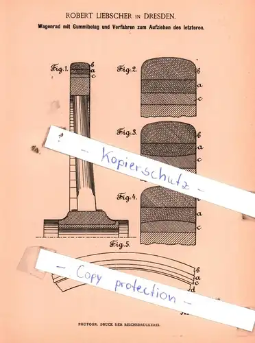 original Patent -  Robert Liebscher in Dresden , 1885 , Sattlerei und Wagenbau !!!