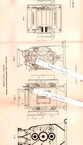 original Patent - Heinrich Seck in Dresden , 1885 , Spannvorrichtung biegsamer Bänder für Walzenstühle !!!