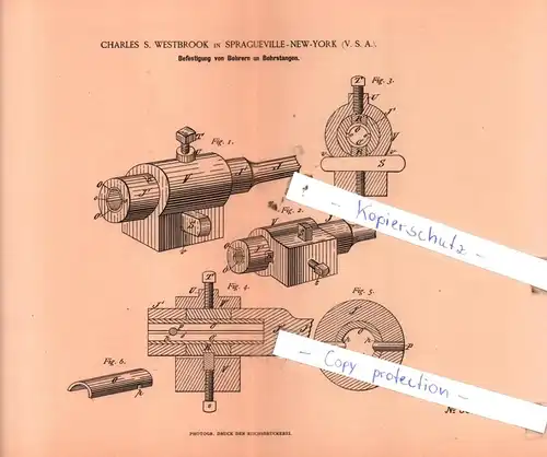 original Patent - Charles S. Westbrook in Spragueville , New-York , 1885 , Bergbau !!!