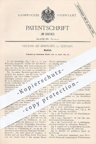 original Patent - Victor Quaedvlieg in Leipzig , 1890 , Walkfass | Lederwalkfass , Leder , Gerberei , Gerber , Gerben !