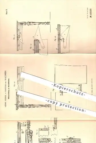 original Patent - Heinr. Hessel , Hartha /Waldheim , 1888 , Hilfsvorrichtung am Ausziehtisch | Tisch , Tische , Möbel !