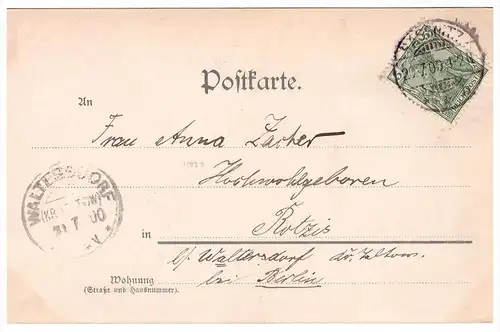 alte AK , Sassnitz 1900 , Strand und Hotel , an Adel in Waltersdorf , Mecklenburg !!!