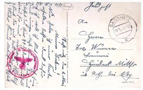 alte AK , Feldpost , Sassnitz 1941 , 13. Schiffs - Stammabteilung , Mecklenburg !!!