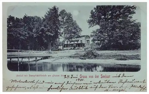 alte AK , Dampfschiffbrücke am Plauer See , Seelust , 1900 , Plau , Mecklenburg !!!