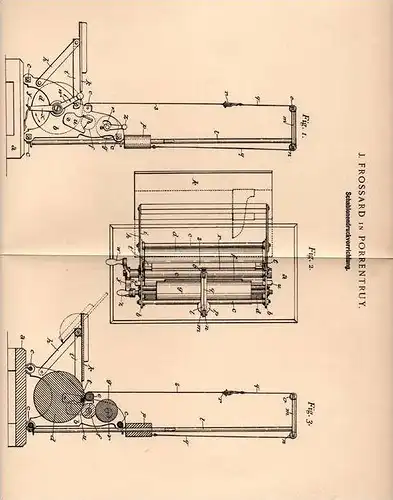Original Patentschrift - J. Frossard in Porrentruy / Pruntrut , 1900 , Schablonen - Druckvorrichtung !!!