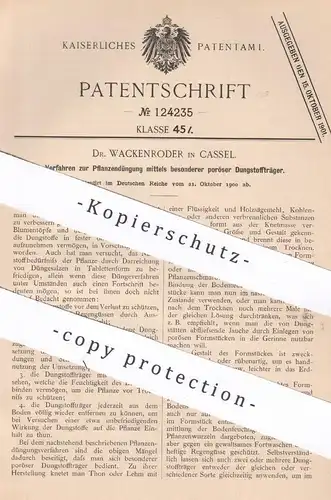 original Patent - Dr. Wackenroder , Cassel / Kassel | 1900 | Pflanzendüngung | Pflanzen - Dünger | Düngen , Dung