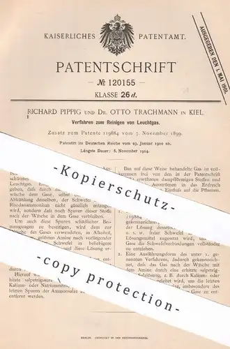 original Patent - Richard Pippig | Dr. Otto Trachmann , Kiel , 1900 , Reinigen von Leuchtgas | Gas , Gase !!