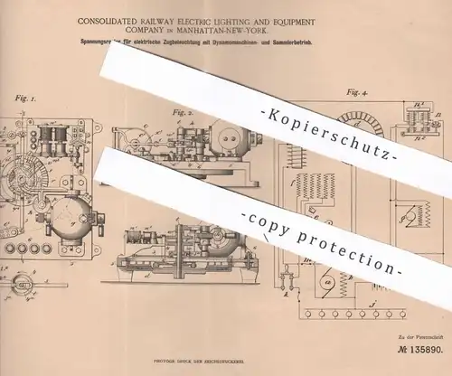 original Patent - Consolidated Railway Electric Lighting & Equipment Comp. New York | 1901 | Regler für Zugbeleuchtung !