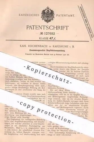 original Patent - Karl Reichenbach , Karlsruhe 1901 , Zusammengesetzte Stopfbüchsenpackung | Stopfbüchse | Stopfbüchsen