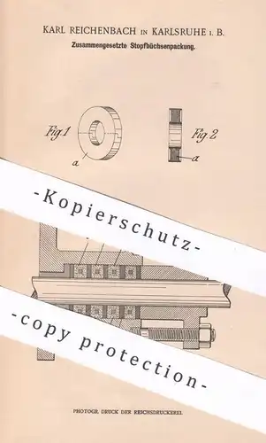 original Patent - Karl Reichenbach , Karlsruhe 1901 , Zusammengesetzte Stopfbüchsenpackung | Stopfbüchse | Stopfbüchsen