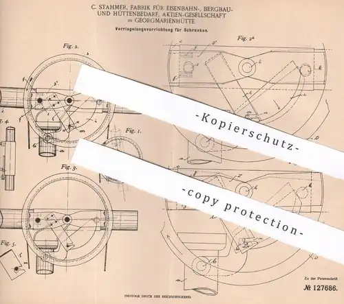 original Patent -  C. Stahmer , Eisenbahn-, Bergbau- u. Hüttenbedarf AG Georgmarienhütte | Verriegelung für Schranken